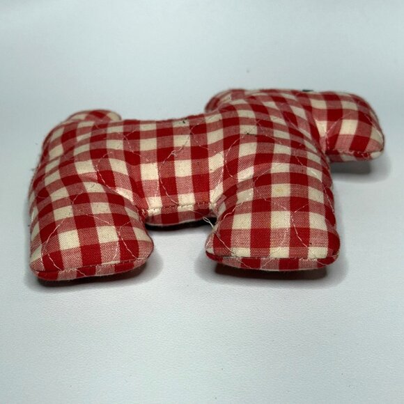 Red Gingham Plush Toy Scottie Dog Plaid Cloth Vintage Handcrafted - Picture 4 of 7